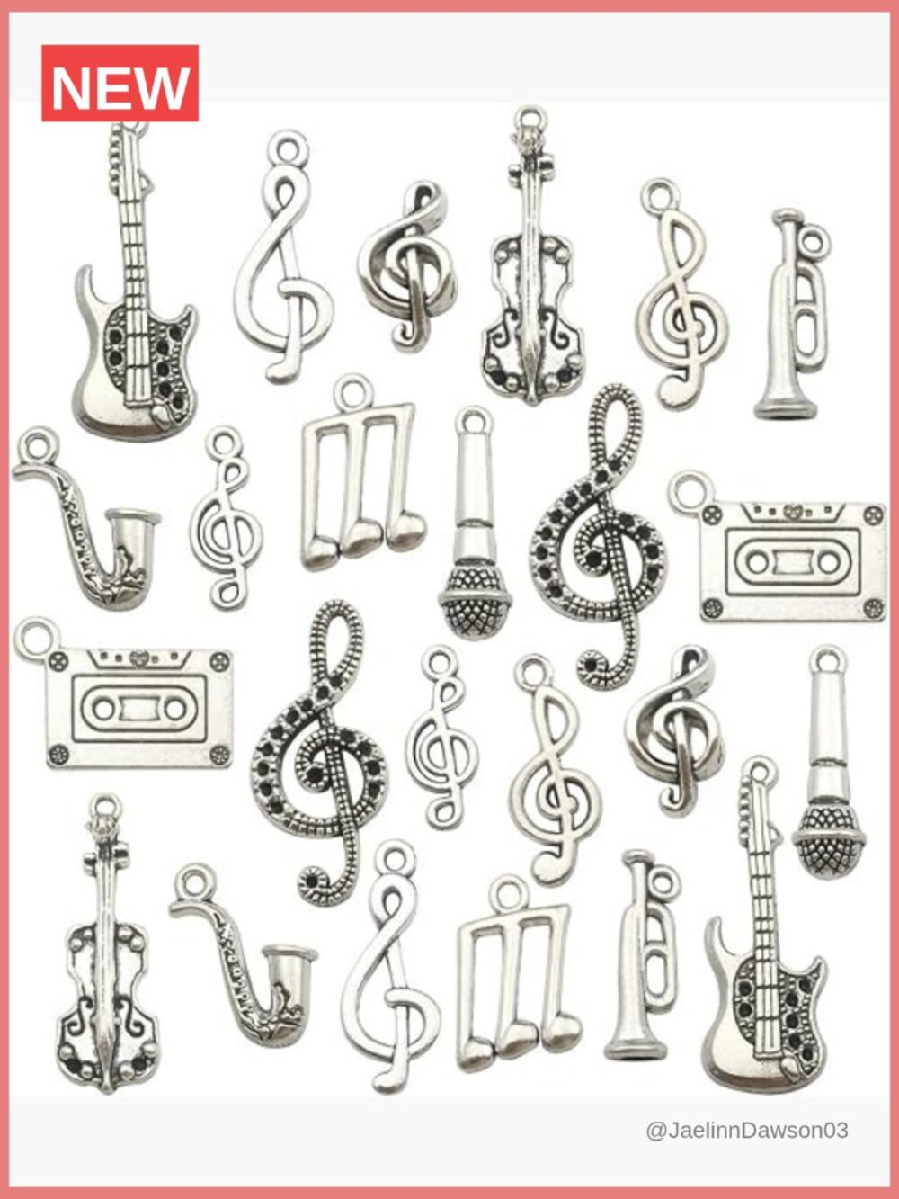 100g Music Charm Mix for DIY Jewelry Making - Guitar Microphone Charms
